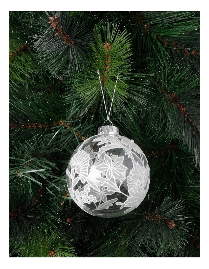 Best Pirce βοΈ Myer Giftorium Luxe 100mm Clear Glass Bauble With White Decorative Glitter Leaves π 4 Best Pirce βοΈ Myer Giftorium Luxe 100mm Clear Glass Bauble With White Decorative Glitter Leaves π - Image 2