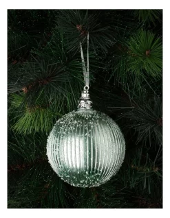 Coupon 😉 Myer Giftorium Luxe Plastic Sugar Frosted Ribbed Bauble Mint: 10 Cm ⭐