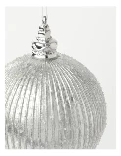 Promo 🛒 Myer Giftorium Luxe Plastic Sugar Frosted Ribbed Bauble Silver: 10 Cm 🌟 -The Christmas Shop Sales unnamed file 1515
