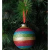 Cheap 🛒 Myer Giftorium Merry & Bright Glass Glittered Rainbow Stripe BaubleMulti: 10cm 👍 -The Christmas Shop Sales unnamed file 1516