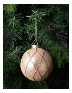 Buy 💯 Myer Giftorium Luxe Glass Beaded Diamond Grid BaublePink: 8cm ✨