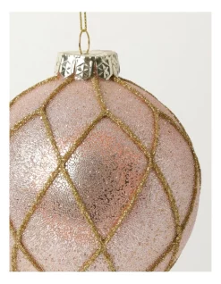 Buy 💯 Myer Giftorium Luxe Glass Beaded Diamond Grid BaublePink: 8cm ✨ -The Christmas Shop Sales unnamed file 1530