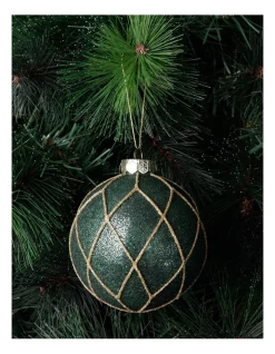Promo 🥰 Myer Giftorium Heirloom Glass Beaded Diamond Grid BaubleGreen: 8cm ⌛