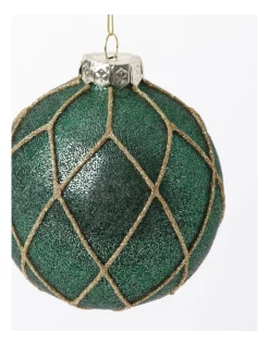 Promo 🥰 Myer Giftorium Heirloom Glass Beaded Diamond Grid BaubleGreen: 8cm ⌛ -The Christmas Shop Sales unnamed file 1533