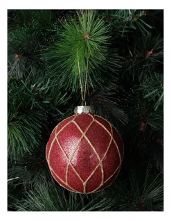 Best Sale ⭐ Myer Giftorium Heirloom Glass Beaded Diamond Grid BaubleRed: 8cm ⭐