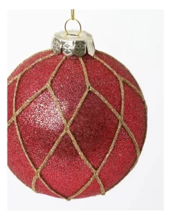Best Sale ⭐ Myer Giftorium Heirloom Glass Beaded Diamond Grid BaubleRed: 8cm ⭐ -The Christmas Shop Sales unnamed file 1536
