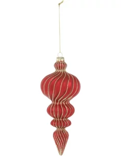 Cheapest 🔔 Myer Giftorium Heirloom Red Glass Finial With Gold Glitter ✨