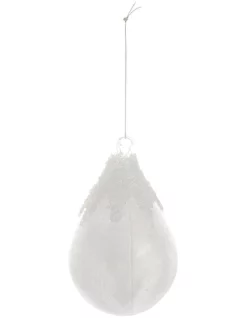 Outlet ✨ Myer Giftorium Luxe 11cm Irridescent Beaded Glass Drop With Feathers Inside 👍