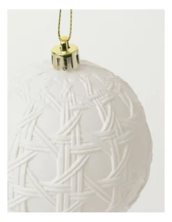 Best deal 😀 Australian House & Garden Eucalyptus Plastic Pressed Rattan Pattern BaubleWhite: 8cm ❤️ -The Christmas Shop Sales unnamed file 1575