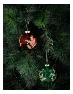 Outlet 💯 Myer Giftorium Heirloom Glass Glittered Leaf Bauble Red: 8cm ❤️ -The Christmas Shop Sales unnamed file 1577