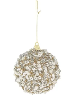 Cheap ⌛ Myer Giftorium Luxe 80mm Pink Glittered And Sequin Pearl Bauble 🔔