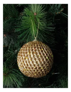 Best Pirce π Myer Giftorium Heirloom Glittered Weave BaubleGold: 8cm π₯°
