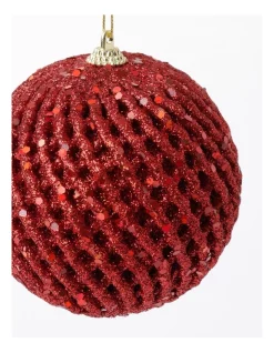 Best Sale 🎉 Myer Giftorium Heirloom Glittered Weave BaubleRed: 8cm 👍 -The Christmas Shop Sales unnamed file 1604