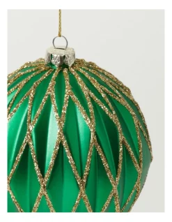 Top 10 🔔 Myer Giftorium Heirloom Plastic Embossed Diamond W/Glitter BaubleGreen: 8cm 🌟 -The Christmas Shop Sales unnamed file 1607
