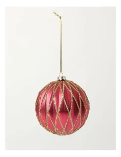 Discount 🤩 Myer Giftorium Heirloom Plastic Embossed Diamond W/Glitter BaubleRed: 8cm 🎁 -The Christmas Shop Sales unnamed file 1609