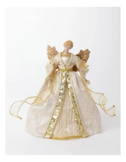 New ❤️ Myer Giftorium Luxe Evangeline Fabric Angel Tree TopperWhite/Gold: 32cm 🛒 -The Christmas Shop Sales unnamed file 1622