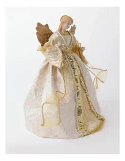 New ❤️ Myer Giftorium Luxe Evangeline Fabric Angel Tree TopperWhite/Gold: 32cm 🛒 -The Christmas Shop Sales unnamed file 1623
