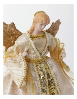 New ❤️ Myer Giftorium Luxe Evangeline Fabric Angel Tree TopperWhite/Gold: 32cm 🛒 -The Christmas Shop Sales unnamed file 1625