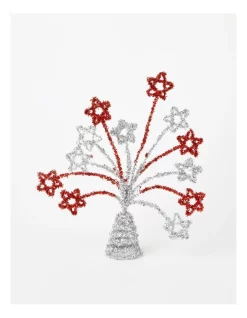 Buy ⭐ Myer Giftorium Merry & Bright Tinsel Star Spritzer Tree Topper In Red/Silver ⭐