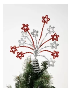 Buy ⭐ Myer Giftorium Merry & Bright Tinsel Star Spritzer Tree Topper In Red/Silver ⭐ -The Christmas Shop Sales unnamed file 1639