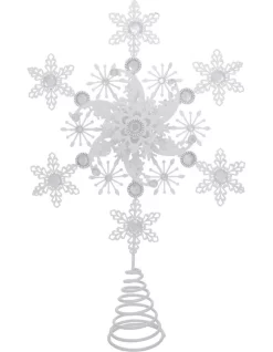 Best Sale ❤️ Myer Giftorium Luxe 38cm Metal White Glitter Snowflake Tree Topper 😉
