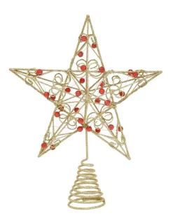 Top 10 😉 Myer Giftorium Heirloom Gold Star Tree Topper With Red Gems ⭐