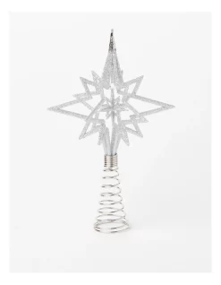 Brand new 👏 Myer Giftorium Luxe 3D Glitter Star Tree Topper In Silver ⭐