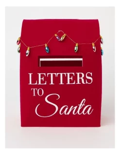 Promo π Myer Giftorium Merry & Bright Felt Santa Post Box Decoration 26 Cm In Red π