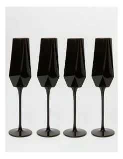 Budget ✔️ Vue Geo Champagne Glass Set Of 4 In Black ✨ -The Christmas Shop Sales unnamed file 1755