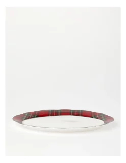 Coupon π Heritage Heirloom Tartan Scalloped Oval Platter Large In Red/White β