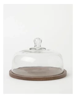 Best reviews of ❤️ Heritage Walnut Look Large Glass Dome Wood Board 30 Rnd X21.5cm 🔔