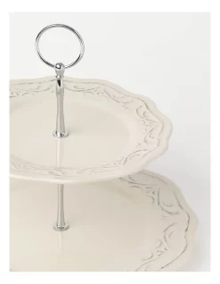 Best Pirce ⌛ Heritage Luxe Vintage Scalloped 2 Tiered Cake Stand In White 🛒 -The Christmas Shop Sales unnamed file 1825