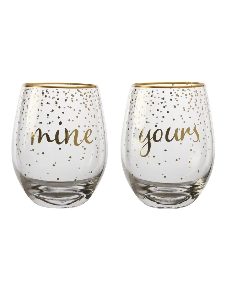 Outlet π Maxwell & Williams Celebrations Stemless Glass 500ML Set Of 2 Mine Yours Boxed π 3 Outlet π Maxwell & Williams Celebrations Stemless Glass 500ML Set Of 2 Mine Yours Boxed π