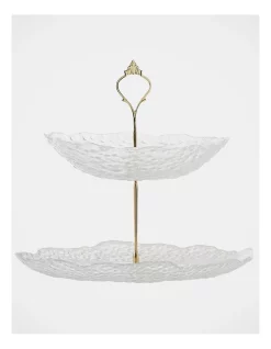 New 🎁 Heritage Luxe Romance Cut 2 Tier Cake Stand In Clear ⌛
