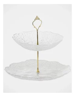 New 🎁 Heritage Luxe Romance Cut 2 Tier Cake Stand In Clear ⌛ -The Christmas Shop Sales unnamed file 1856