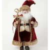 Promo 🎁 Myer Giftorium Heirloom Fabric Paxton Santa W/ Velvet Robe & StaffRed: 48cm 🎁