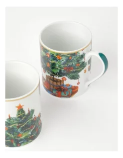 Coupon 🔔 Heritage Heirloom 🎁 Christmas Festive Mug Set Of 2 In Green/White 🤩 -The Christmas Shop Sales unnamed file 1897