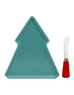 Outlet ⭐ Salt&Pepper Kringle Tree Plate 17.5x20cm And Spreader In Mint 👍