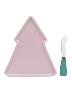 Outlet 💯 Salt&Pepper Kringle Tree Plate 17.5x20cm And Spreader In Pink 🤩