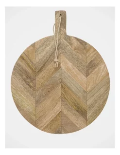 Wholesale 🥰 Heritage 40x30cm Herringbone Wood Round Paddle Board Natural 😉