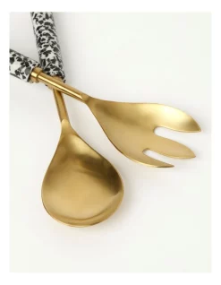 New ✔️ Vue Ferraro Tortoise Salad Server Set Black And White ⭐ -The Christmas Shop Sales unnamed file 1977