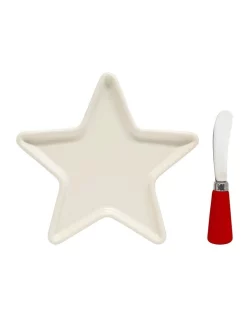 Outlet 🔔 Salt&Pepper Kringle Star Plate 18cm And Spreader In Stone ⭐