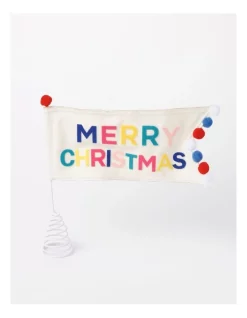 Cheapest β¨ Myer Giftorium Merry & Bright Fabric Merry π Christmas Flag Tree Topper 26 Cm In Multi π
