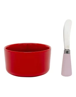 Promo β€οΈ Salt&Pepper Kringle Dip Bowl And Spreader 11x6.5cm In Red π