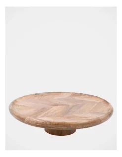 Best Sale 🎁 Heritage Herringbone Wood Cake Stand 🎉