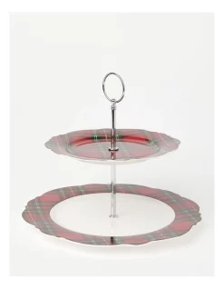 Cheapest 🔔 Heritage Heirloom Tartan 2 Tiered Cake Stand In Red/White 🎉