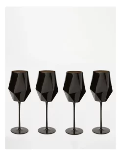 Brand new 🛒 Vue Geo Red Wine Glass Black Set Of 4 🎉 -The Christmas Shop Sales unnamed file 2242