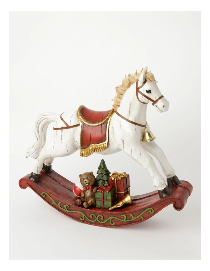 Wholesale π― Myer Giftorium Heirloom Resin Decorative Rocking Horse W/ GiftsWhite/Red: 44cm π 3 Wholesale π― Myer Giftorium Heirloom Resin Decorative Rocking Horse W/ GiftsWhite/Red: 44cm π