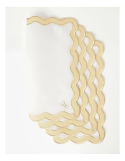 Best deal π Heritage Florence Scalloped Edge Napkins Set Of 4 With Gold Rim π