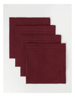 Best Pirce π― Heritage Elizabeth Hemstitch Napkin Berry 4 Pack β€οΈ